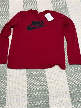 Nike Burgundy Long-Sleeve Tee with Black Logo